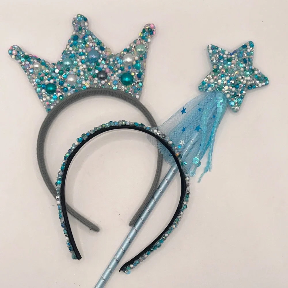 Princess Cinderella Inspired Rhinestone Tiara Wand and Headband